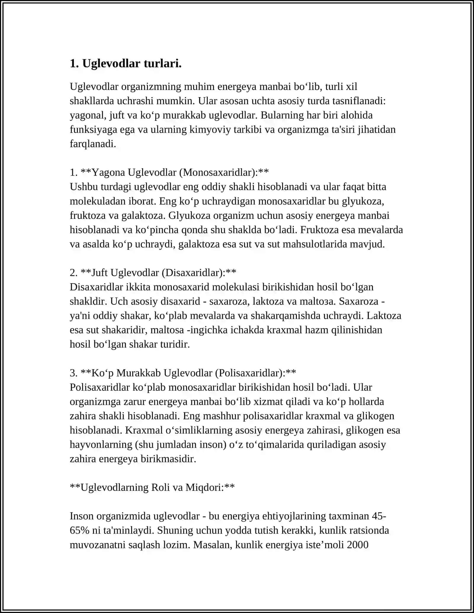 UGLEVODLAR HAQIDA SLAYD 3
