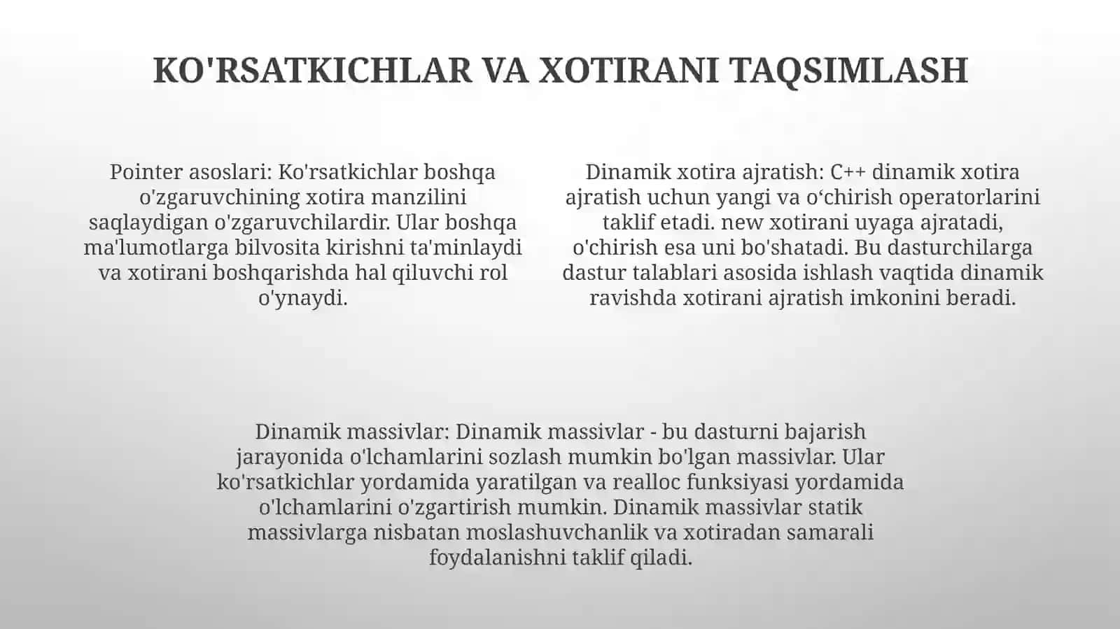 C++ Tilida Ko'Rsatkichlar Va Dinamik Massivlar 3