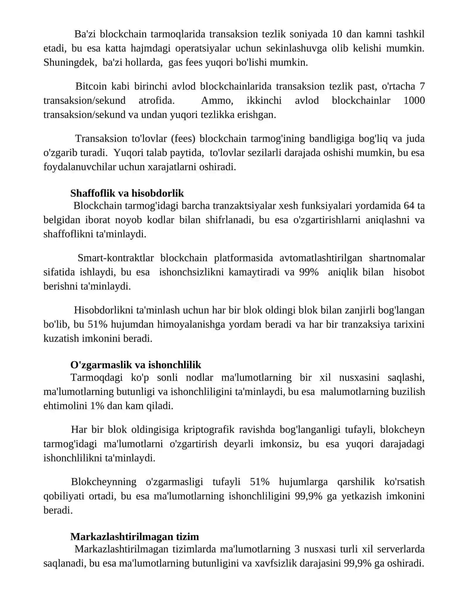 Blokcheyn texnologiyasi, uning afzalliklari va kamchiliklari 3