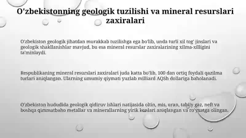 Oʻzbekistonning foydali qazilmalari haqida maʼlumot 3