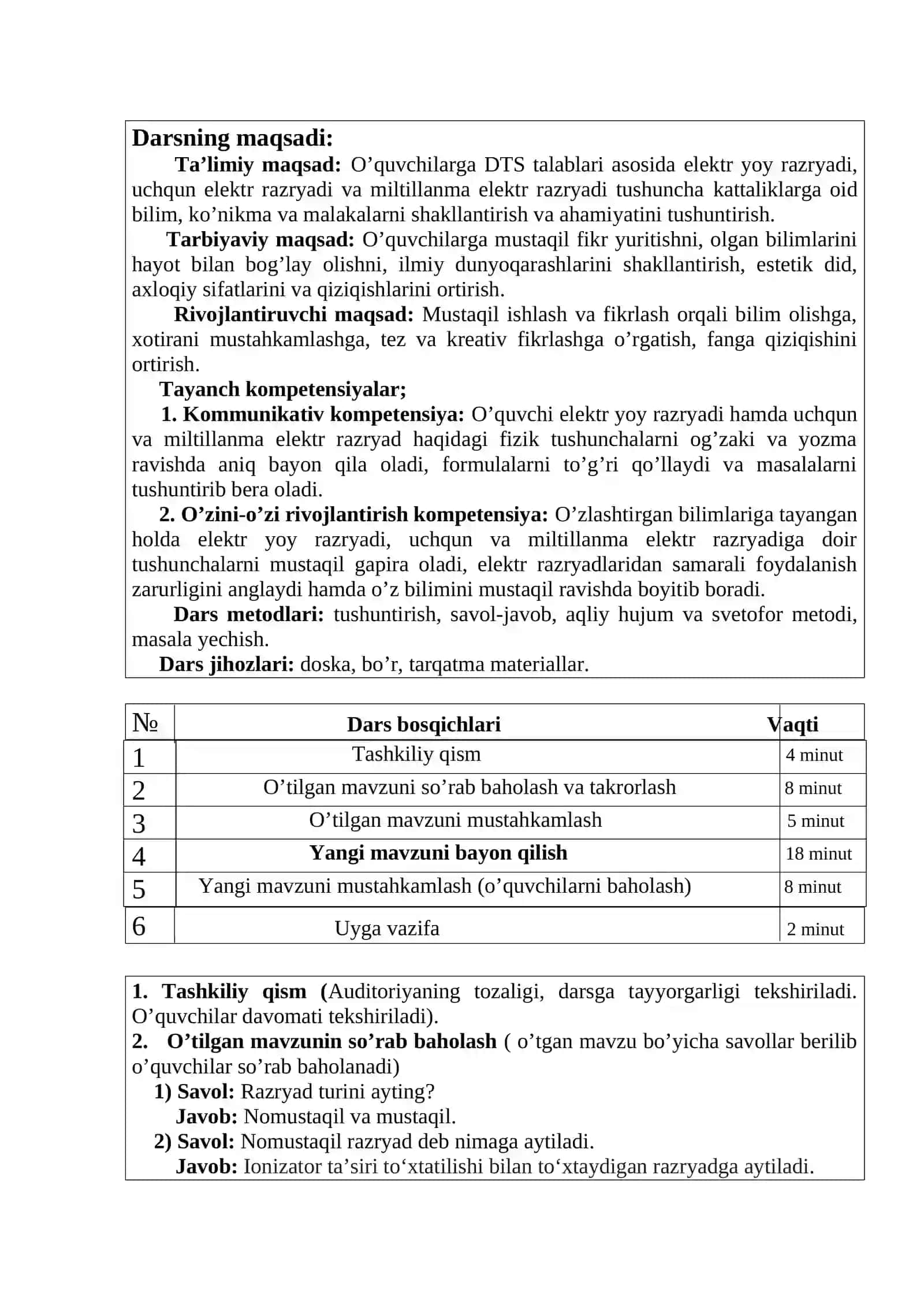 Elektr razryadning turlari va ulardan foydalanish mavzusida tayyor dars ishlanma. 3