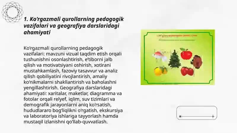 Koʻrgazmali qurollar, ularning turlari va geografiya mavzulariga oid darslarda ulardan foydalanish metodikasi asoslari 3