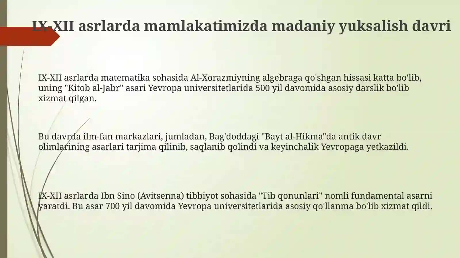IX-XII asrlarda madaniy yuksalish 3