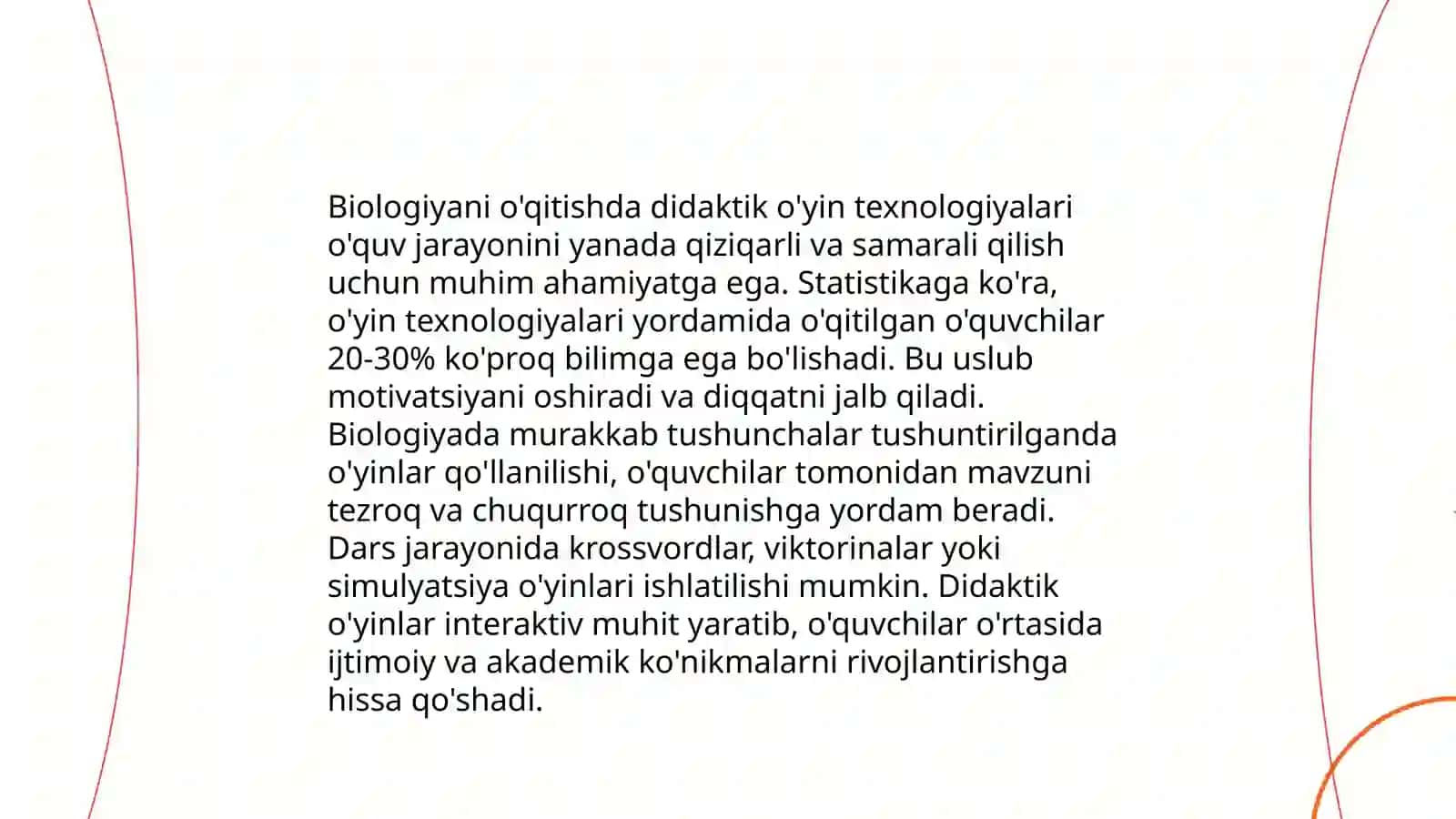 Didaktik o'yin texnologiyasi biologiyada 3