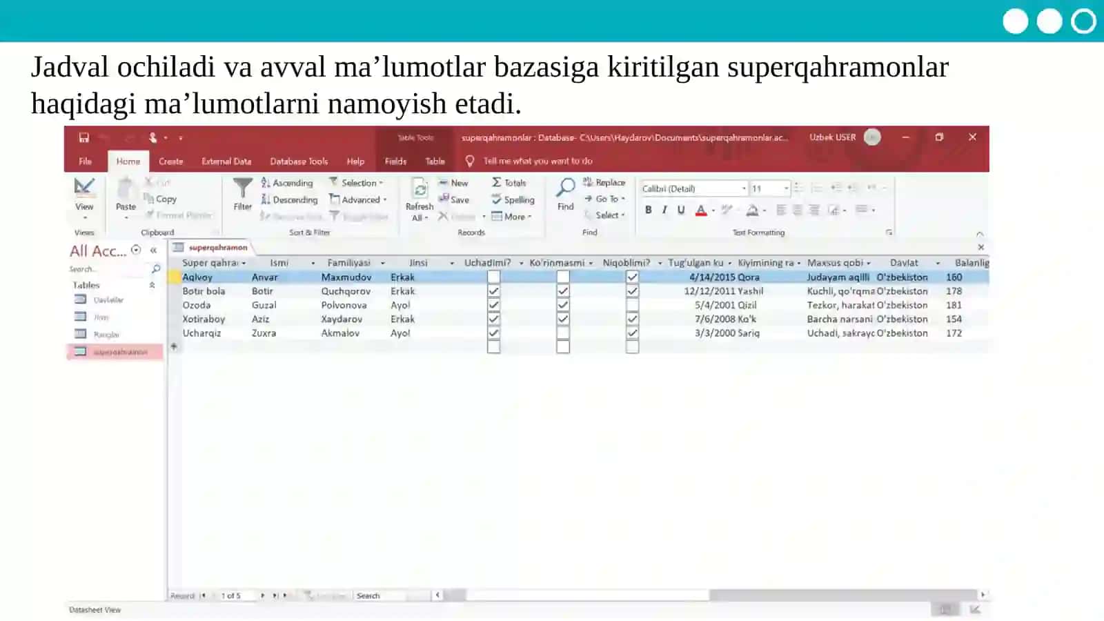 Ma’lumotlarbazasiga qayta ishlov berish 3