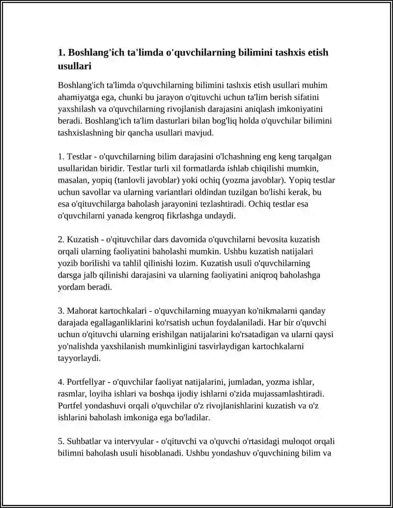 BOSHLANG'ICH TA'LIMDA O'QUVCHILARNING BILIM,KO'NIKMA VA MALAKALARINI TASHXIS ETISH 3