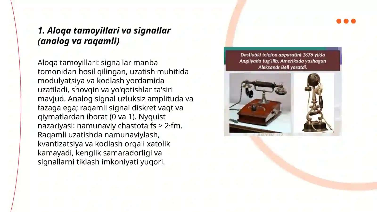 Aloqa va aloqa vositalari. Mobil vositalar 3