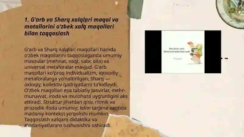 Dunyo xalqlari maqol va matallarini o'zbek xalq maqollari bilan giyoslash 3