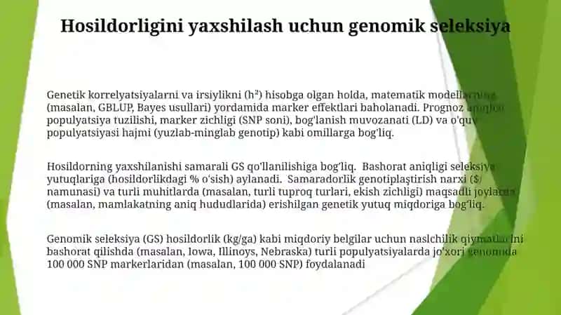 Hosildorlikni ta'minlovchi miqdoriy belgilar irsiylanishini matematik tahlil qilish 3