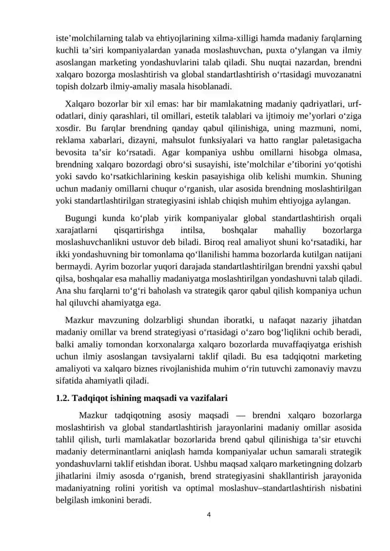 Xalqaro Bozorga Moslashrtirish va Global Standartlashrtirish 3