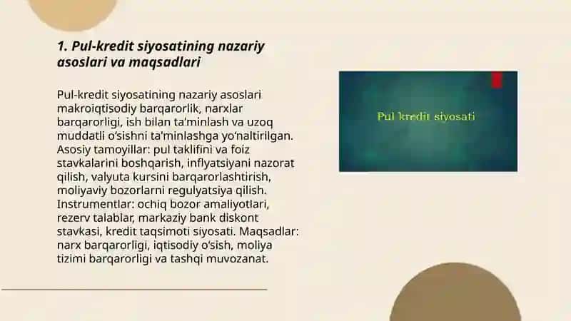 Pul kridit siyosati operatsiyalarining nazariy va amaliy jihatlari 3