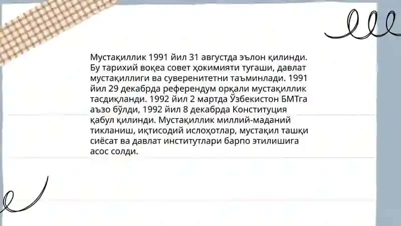Мустакил Убк Республикаси ташкил топишининг тарихий ахамияти 3