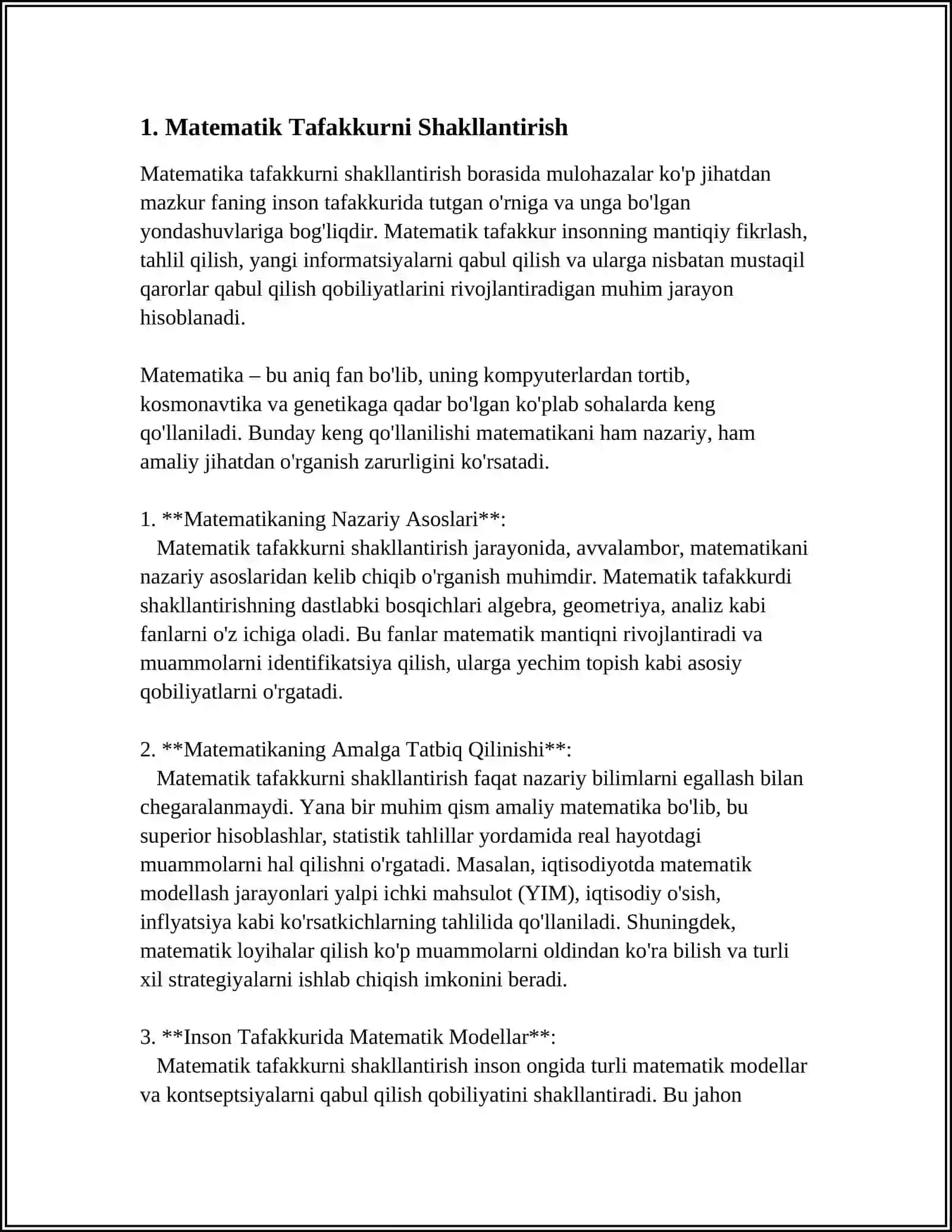 ELEMENTAR MATEMATIK TASAVVURLARNI RIVOJLANTIRISHGA OID ISHLARNI RIVOJLANTIRISH 3