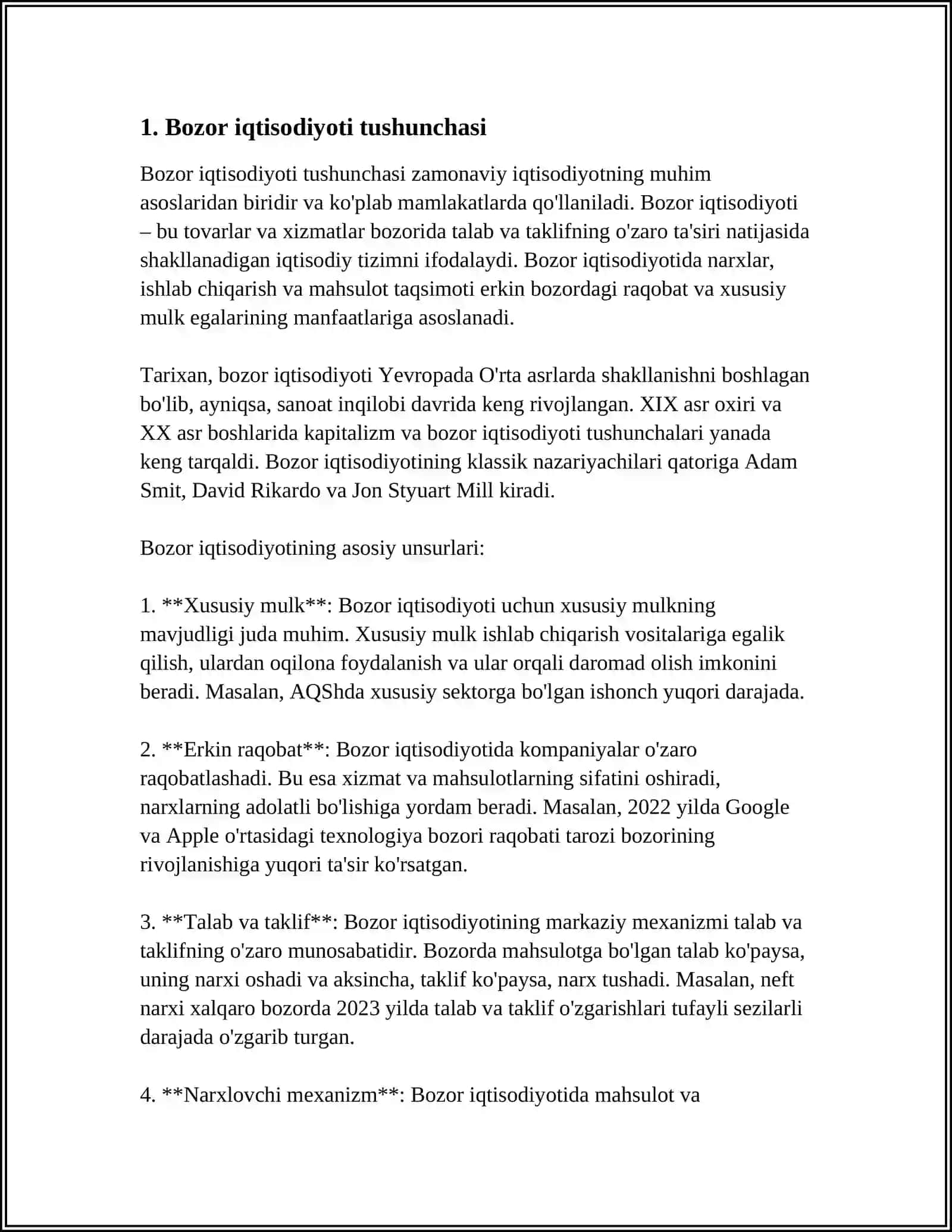 BOZOR, UNING IQTISODIY MUNOSABATLARDAGI OʼRNI VA AHAMIYATI 3