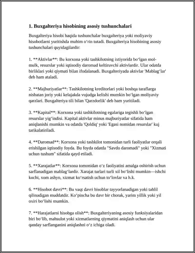 BUXGALTERIYAGA HISOBINING TARKIBI VA UNDA RO'Y BERADIGAN O'ZGARISHLAR 3