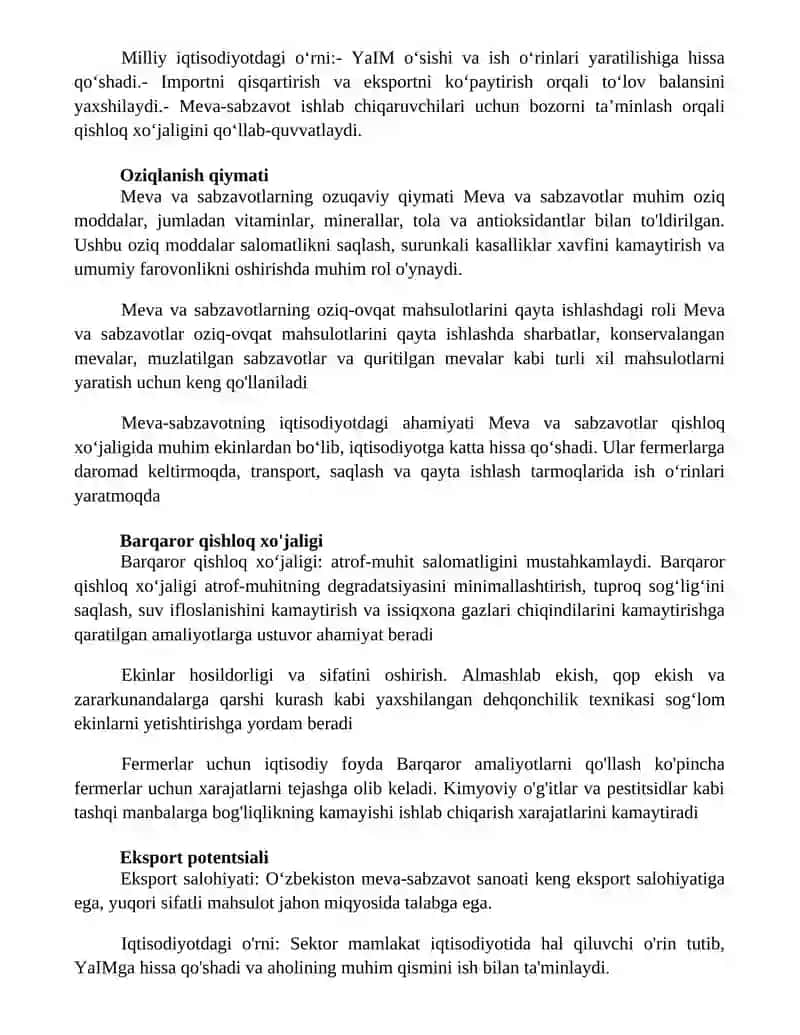 Meva Va Sabzavotlarini Qayta Ishlash Xalq XoʻJaligidagi OʻRni Va Ahamiyati 3