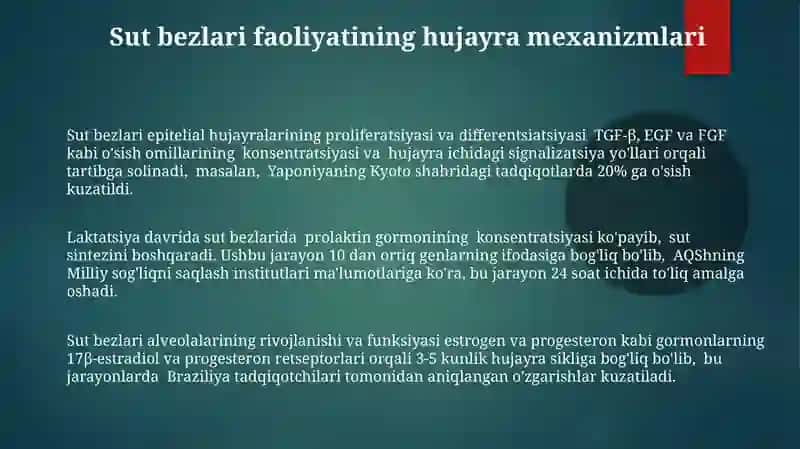 Sut bezlarining faoliyatini tartibga solish 3