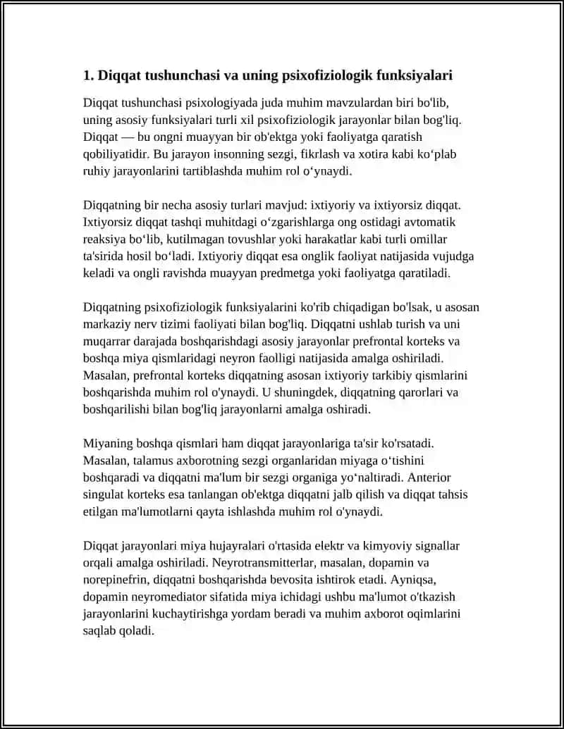 REFERAT: DIQQAT HAQIDA TUSHUNCHA VA UNING NERVFIZIOLOGIK ASOSLARI 3