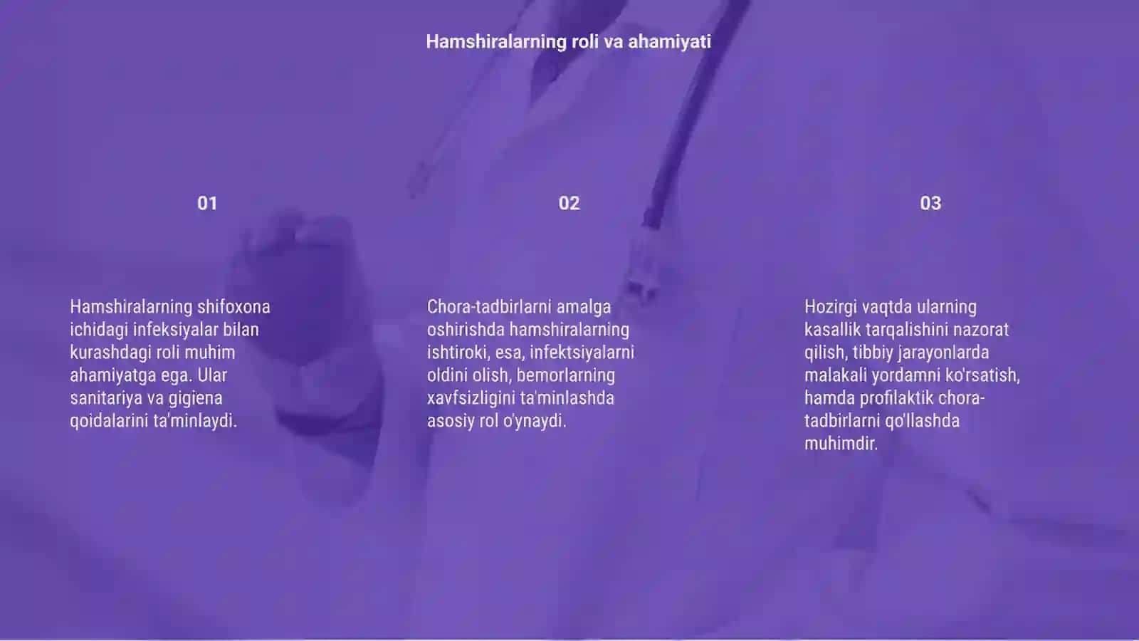 Hamshiralarning shifoxona ichi infeksiyalariga qarshi kurashish chora tadbirlarning ishtiroki 3