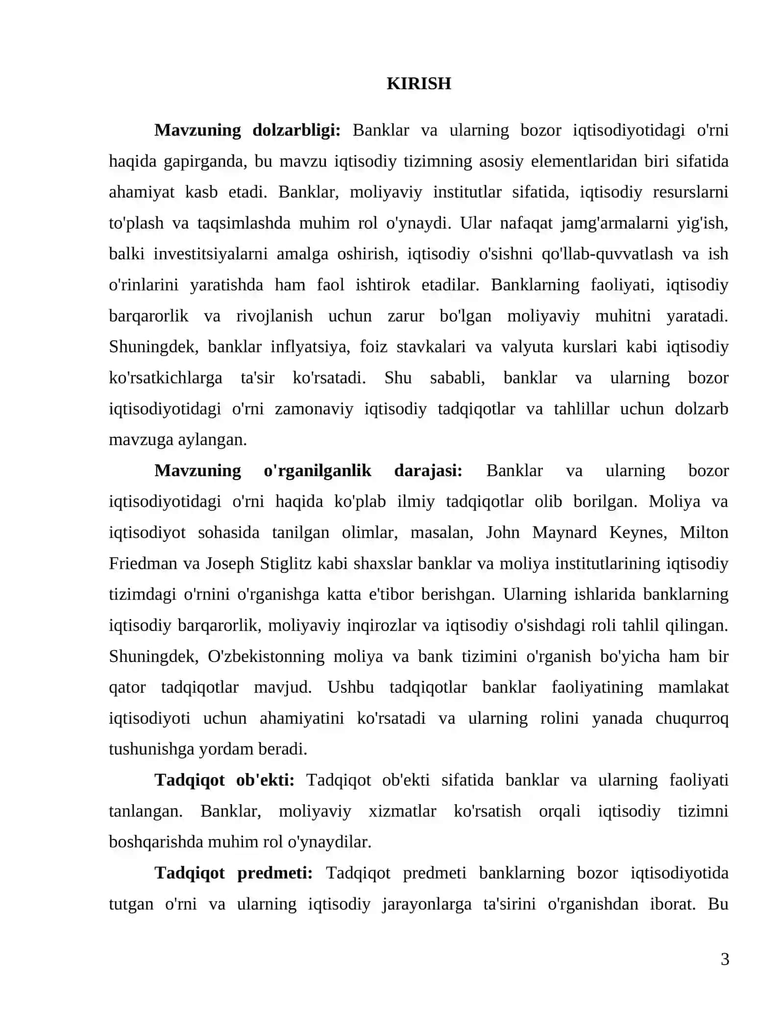Banklar va ularning bozor iqtisodiyotidagi o’rni 3