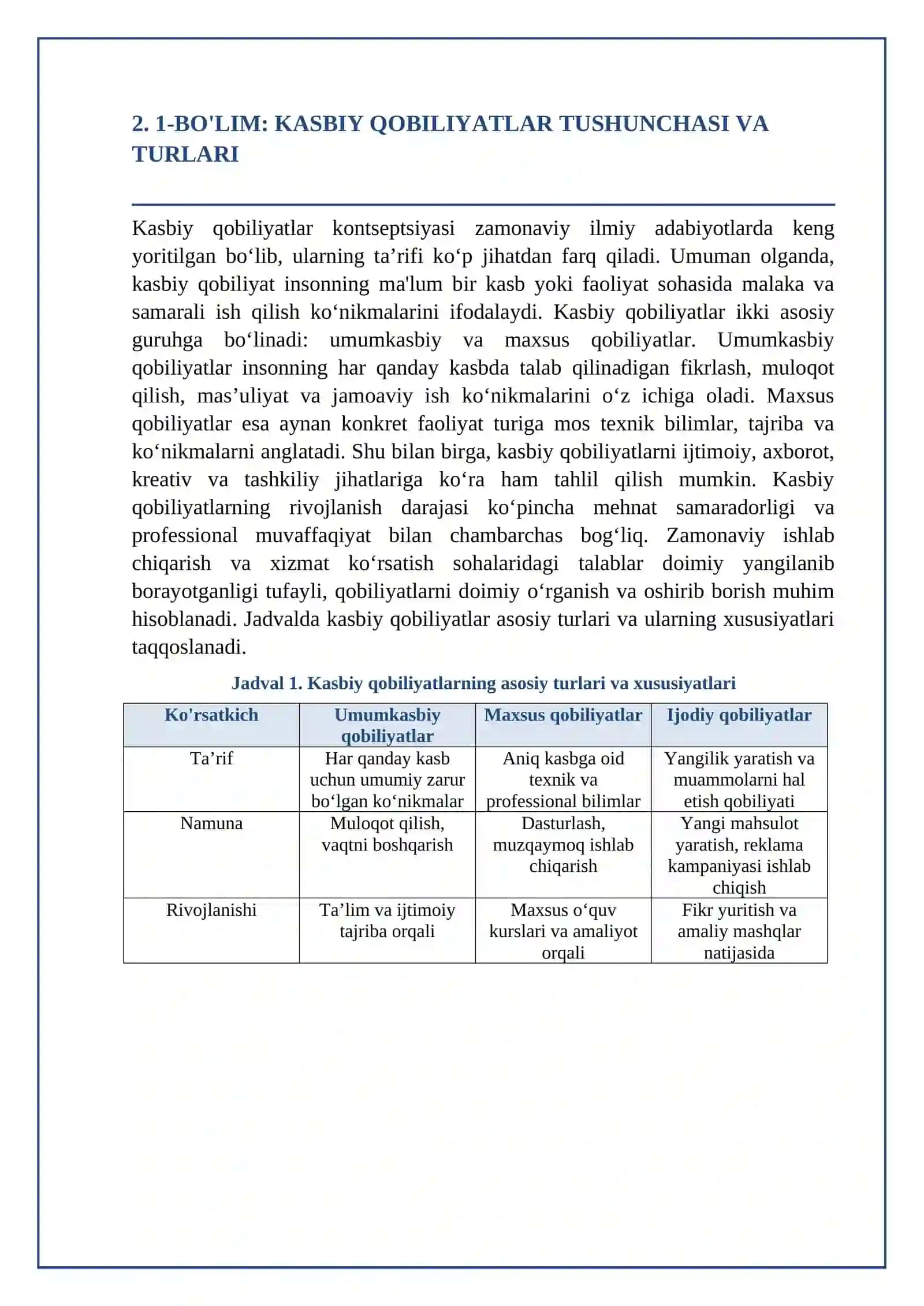 Kasbiy qobiliyatlar va ularni aniqlash: konseptual va amaliy jihatlar 3