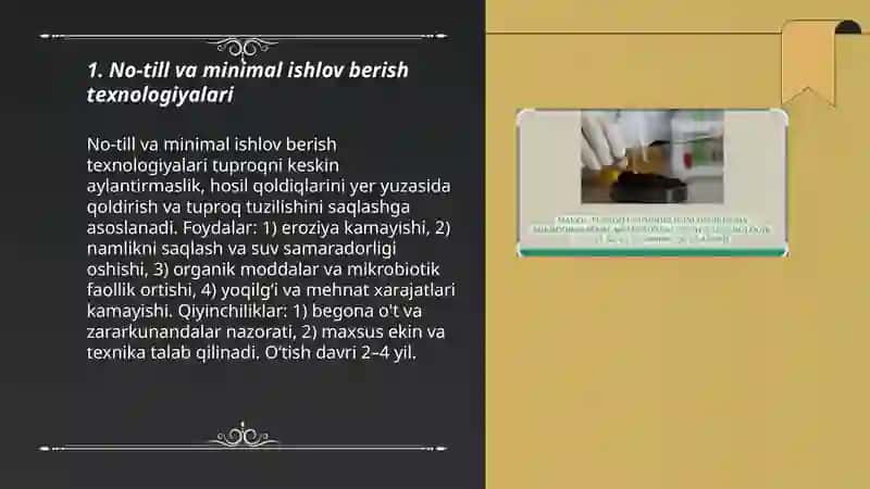 No-till va minimal ishlov berish texnologiyalari 3