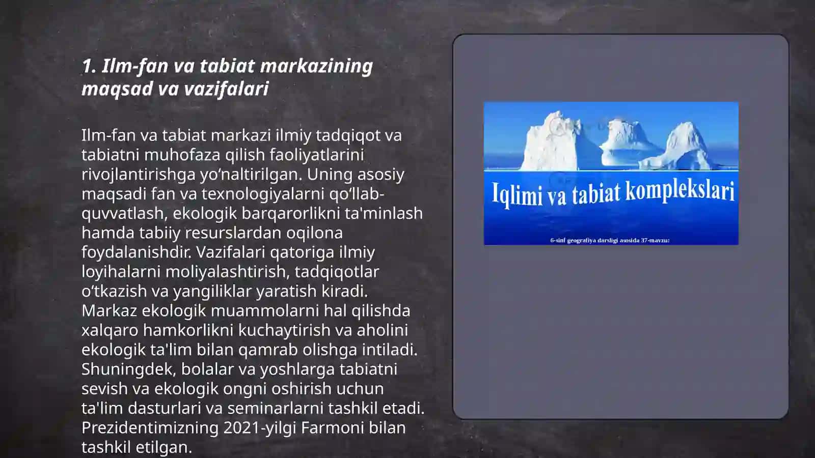Ilm fan va tabiat markazi va unda faoliuatlarni tashkil etish 3