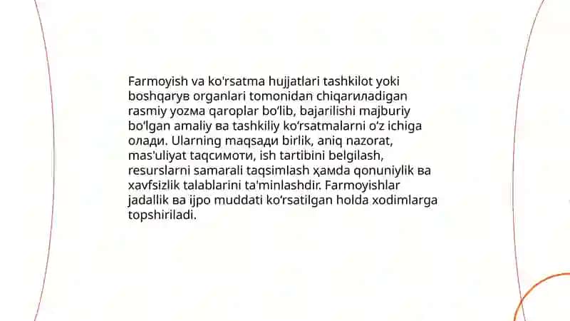 Farmoyish va ko'rsatma hujjatlari 3