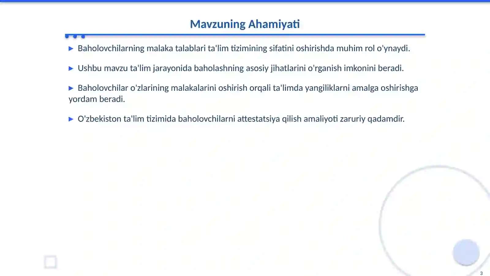 Baholovchining Malaka Talablari 3