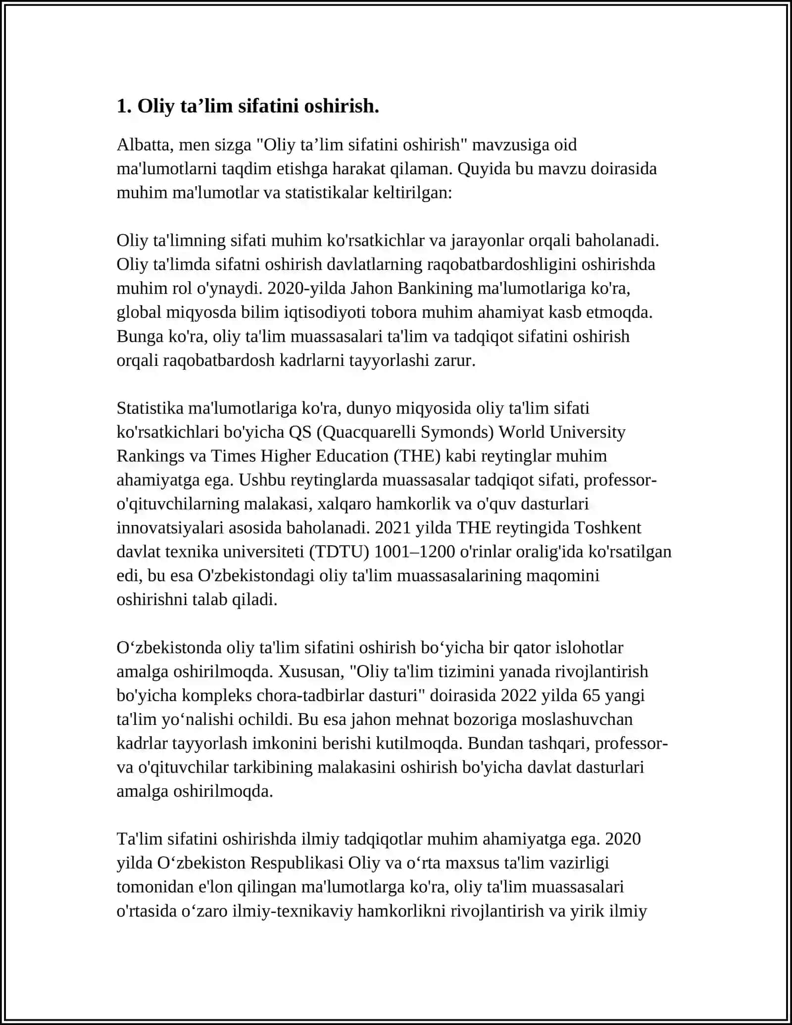 O'ZBEKISTON RESPUBLIKASI OLIY TA’LIM FAN VA INNOVATSIYA VAZIRLIGI SAMARQAND IQTISODIYOT VA SERVIS INSTITUTI 3