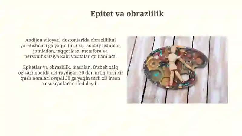 Ogʻzaki xalq ijodida qoʻllaniladigan badiiy vositalar 3