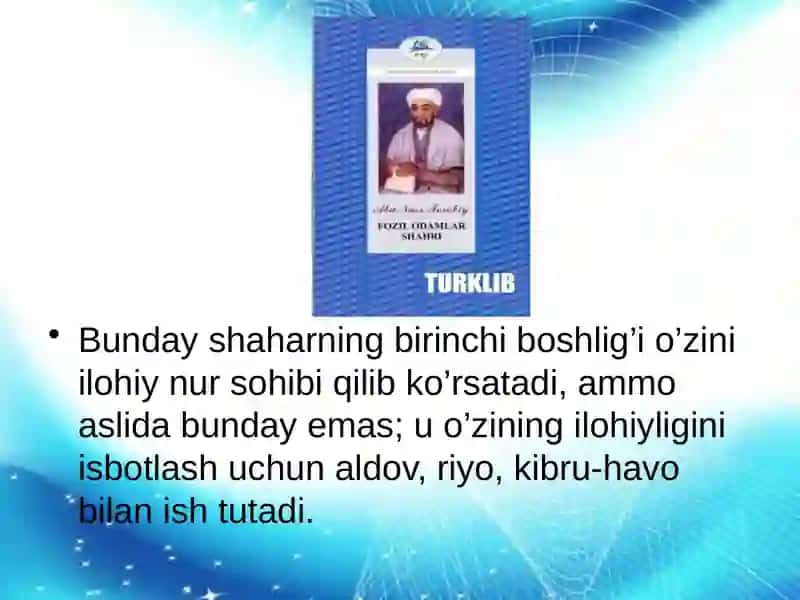 "Fozil odamlar shahri" asari talimiy axloqiy ahamiyati 3