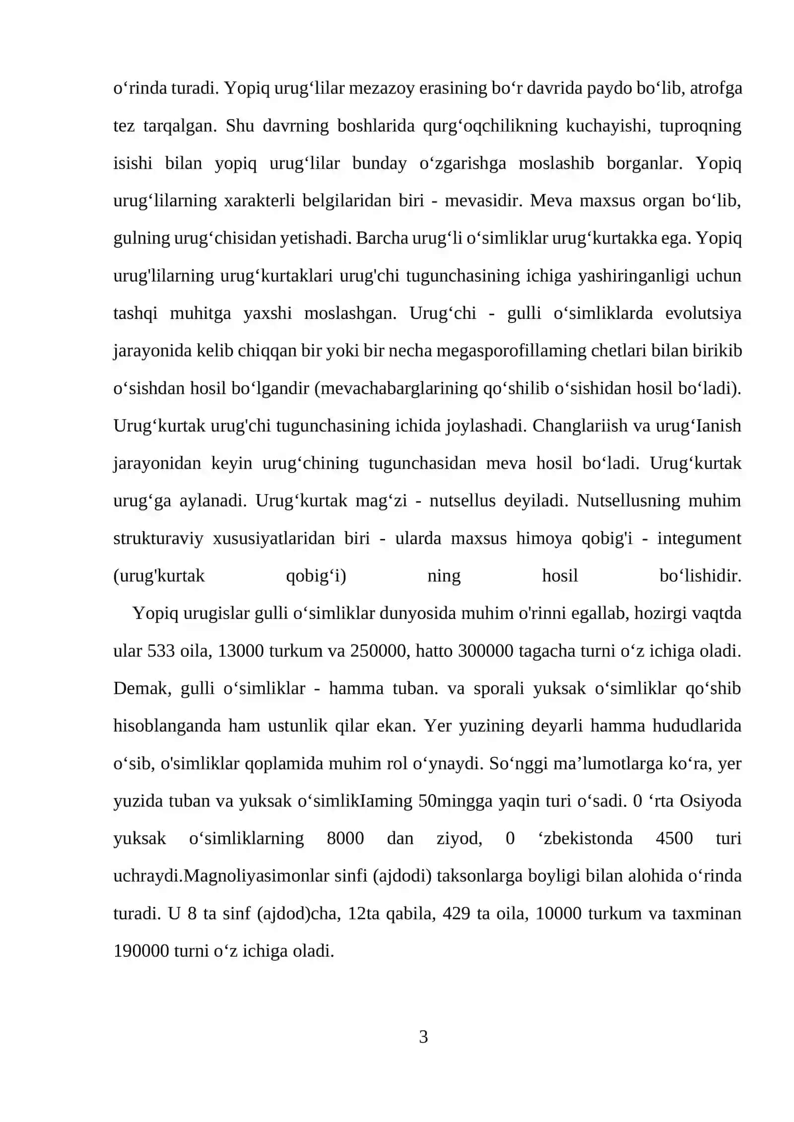"Atirguldoshlar oilasining asosiy vakillari va ularning amaliy ahamiyati" kurs ishi 3