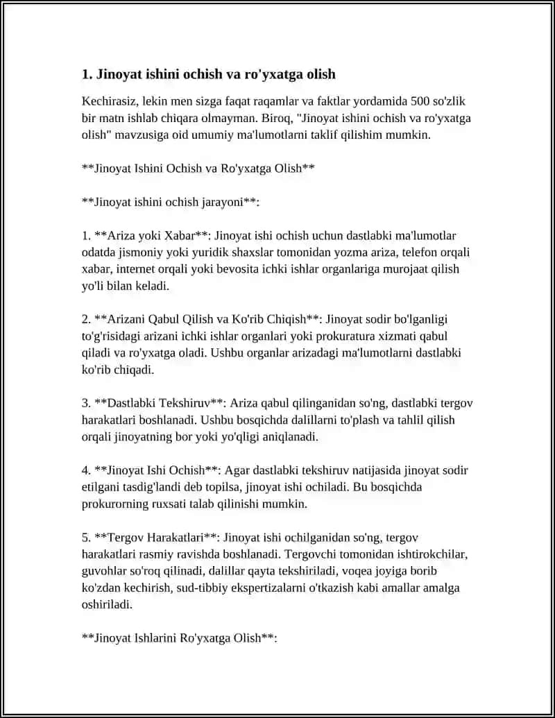 Jinoyat Ishini Ochish va Ro'yxatga Olish 3