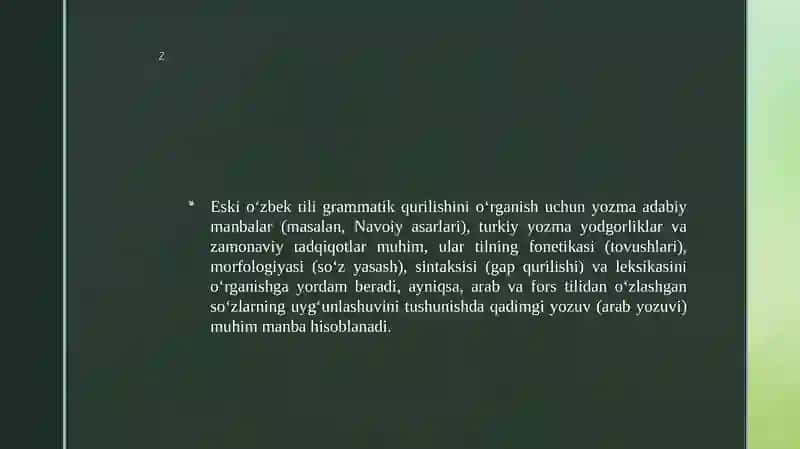 Eski o‘zbek tilining grammatik qurilishiga doir manbalari bilan tanishish 3