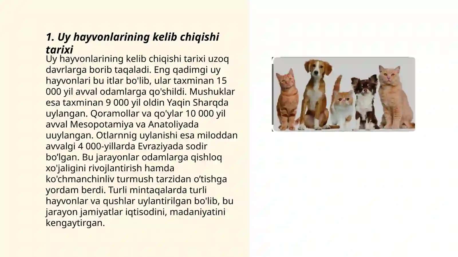 Uy hayvonlari kelib chiqishi va zamonaviy tarqalish markazlari 3