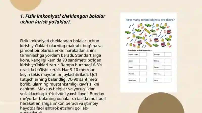 Imkoniyati cheklangan bolalarga maktab va sinfxonalarning moslashtirilishi 3