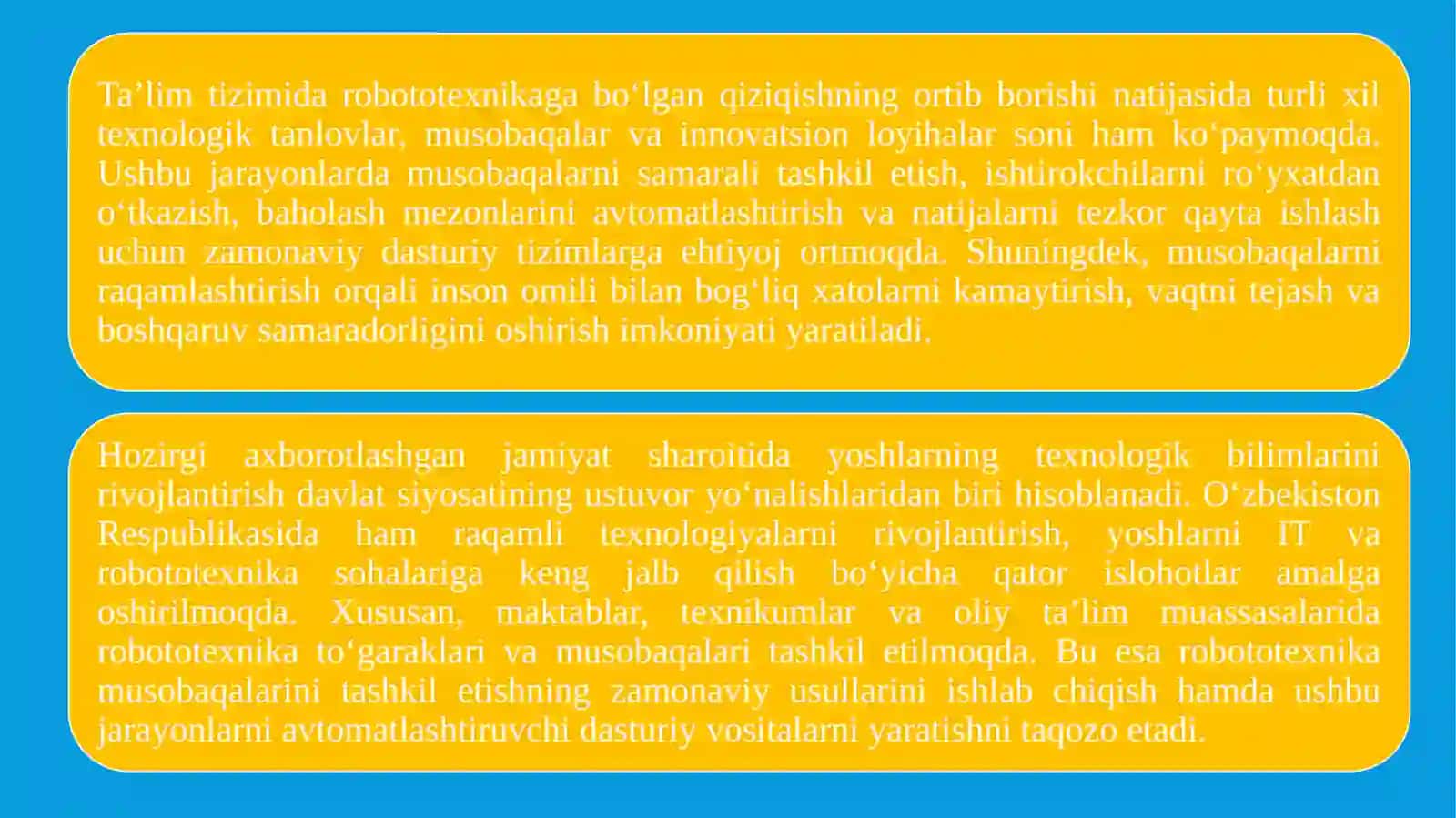 Robototexnika musobaqalarini tashkil etish va dasturni ishlab chiqish 3