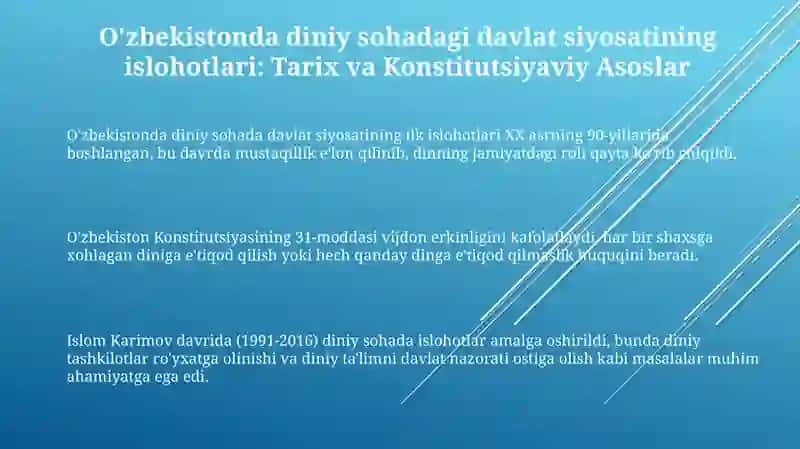 Oʻzbekistonda din sohasidagi davlat siyosatida islohotlar 3