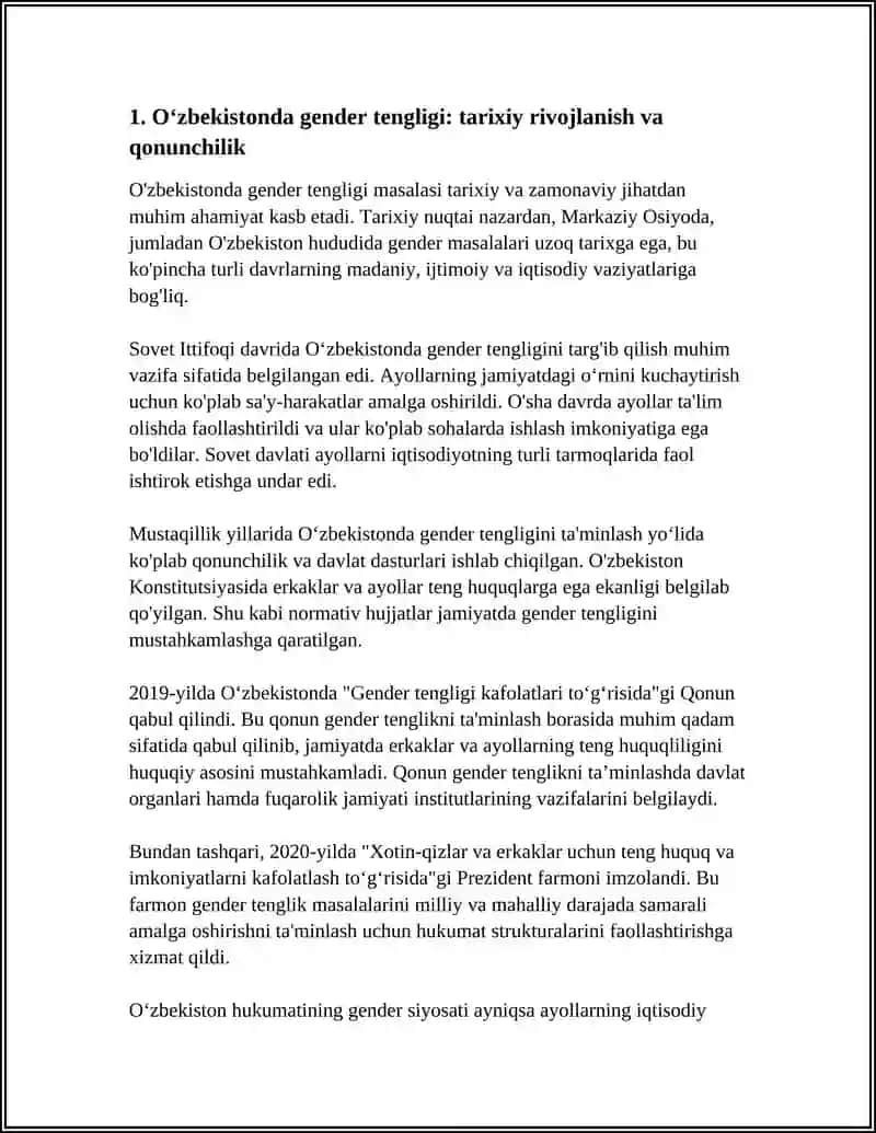 OʻZBEKISTONDA GENDER TENGLIGI VA AYOLLAR FAOLLIGI 3