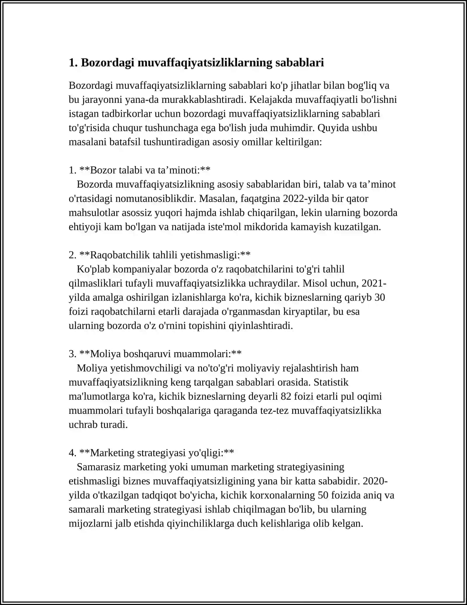 BOZORDAGI MUVAFFAQIYATSIZLIKLAR VA SAMARADORLIK 3