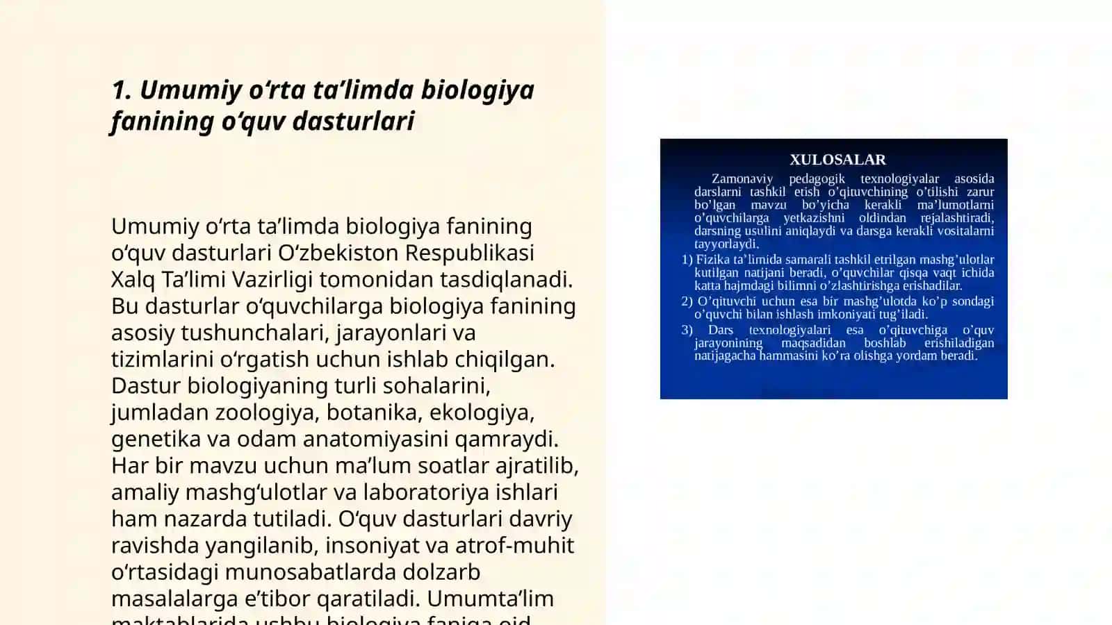 Biologiyadan tuzilgan DTS va o'quv materiallari 3