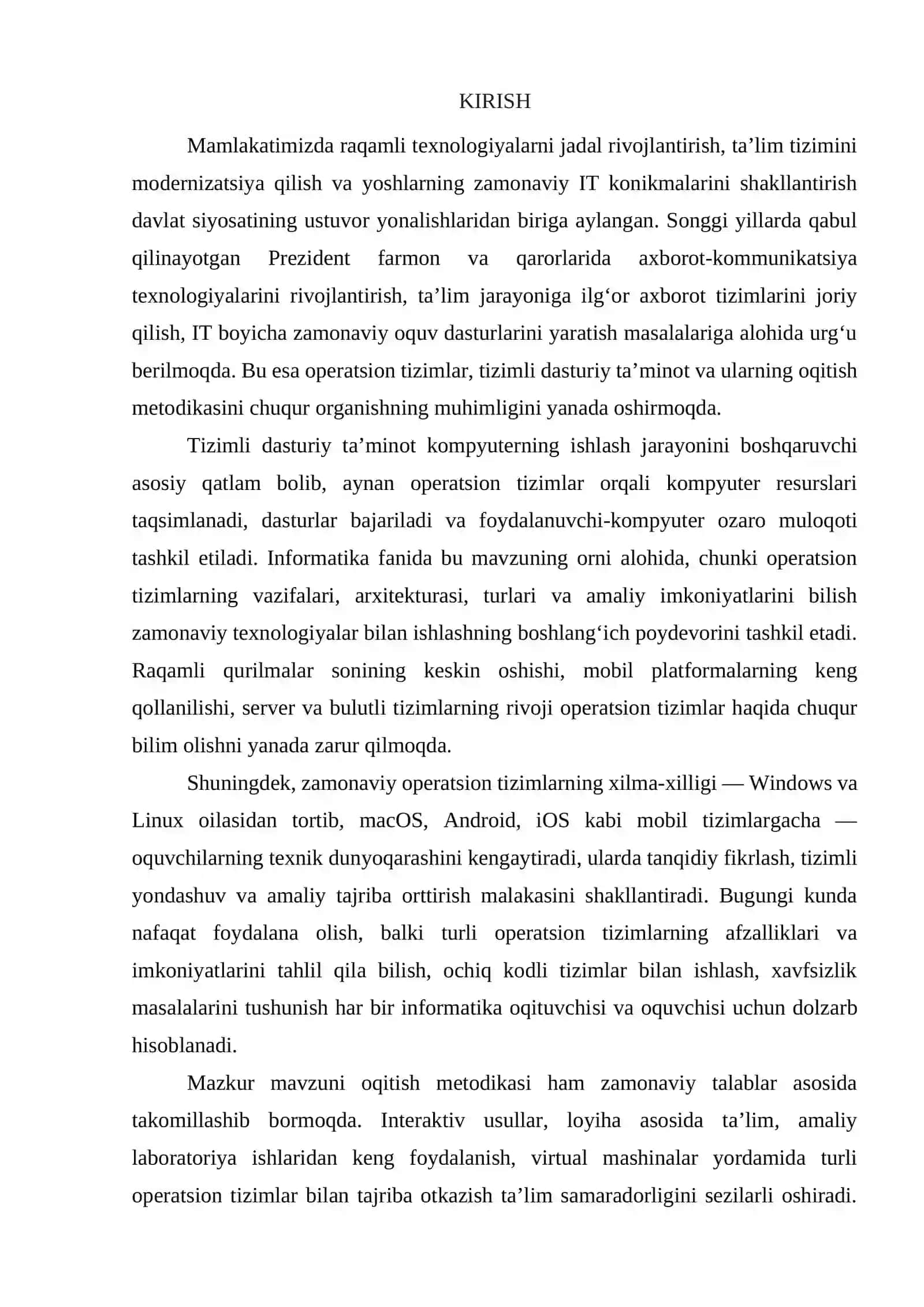 Tizmli dasturiy ta’minot va operatsion tizimlarning nazariy asoslari 3