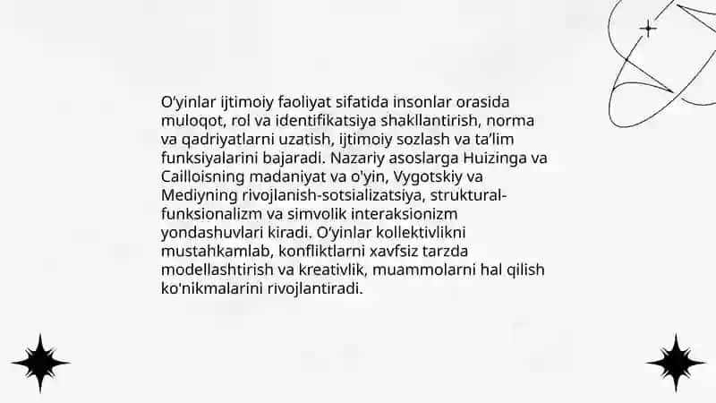 Oʻyinlar ijtimoiy faoliyat sifatida 3