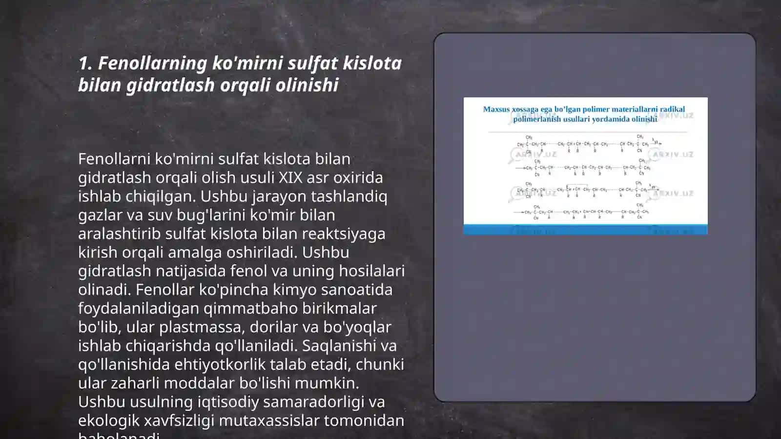 Bir va ikki atomli fenollarning olinish usullari. Pikrin kislota 3