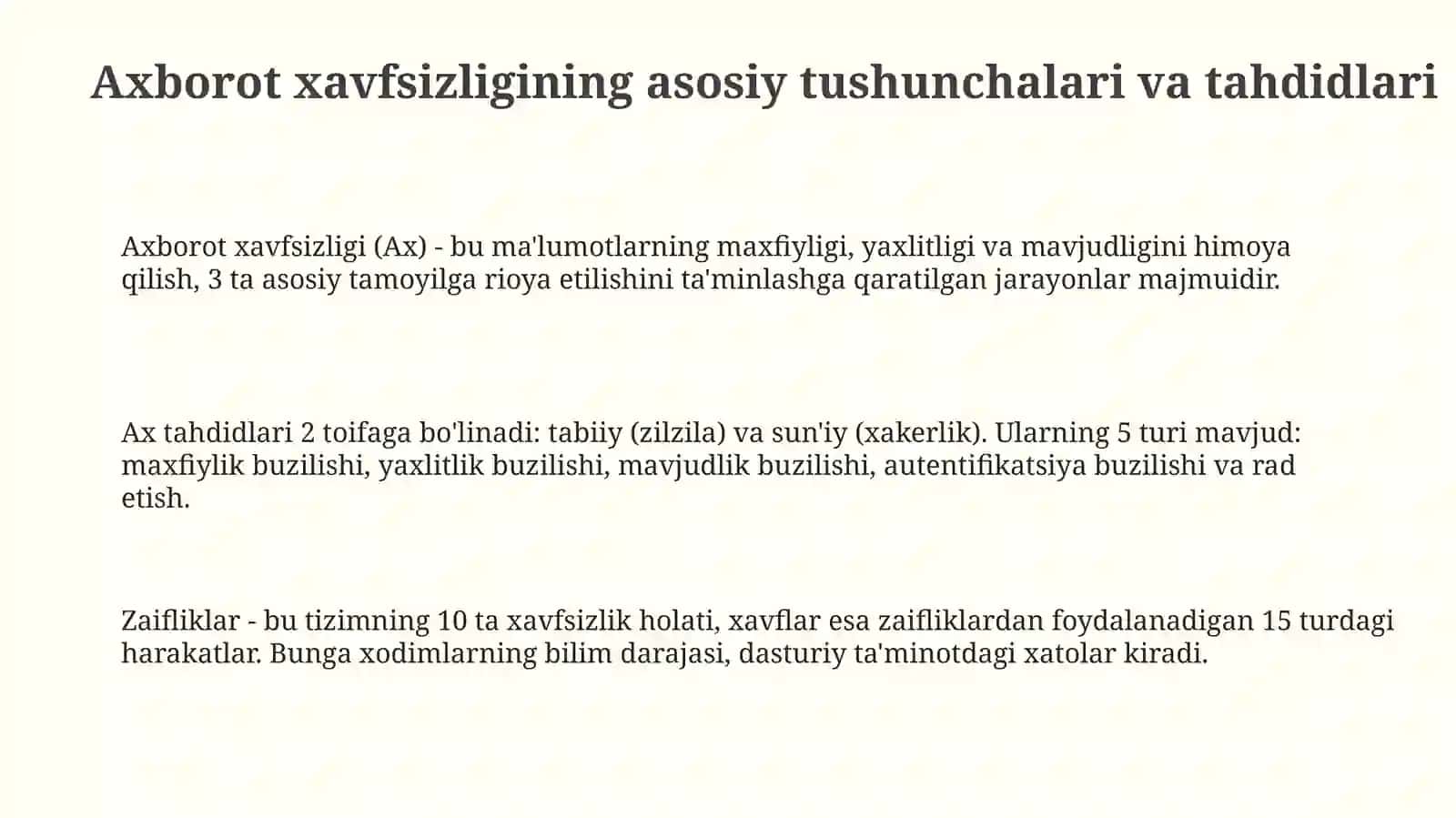 Axborot xavfsizligining asosiy tushunchalari va tahdidlari 3