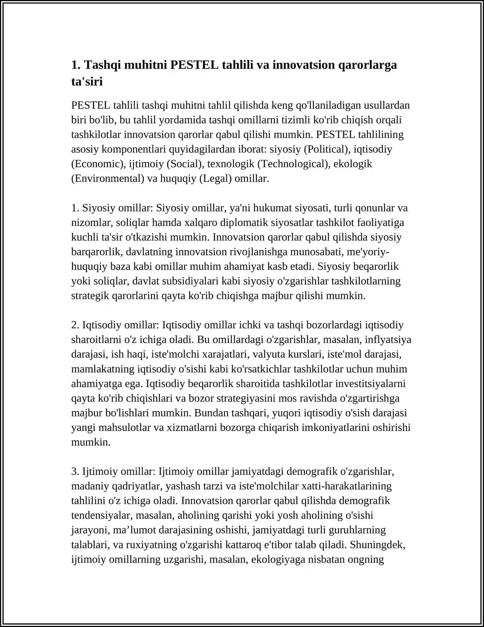 INOVATSION QARORLAR QABUL QILISHDA TASHQI OMILLARNING TIZIMLI TAHLILI 3