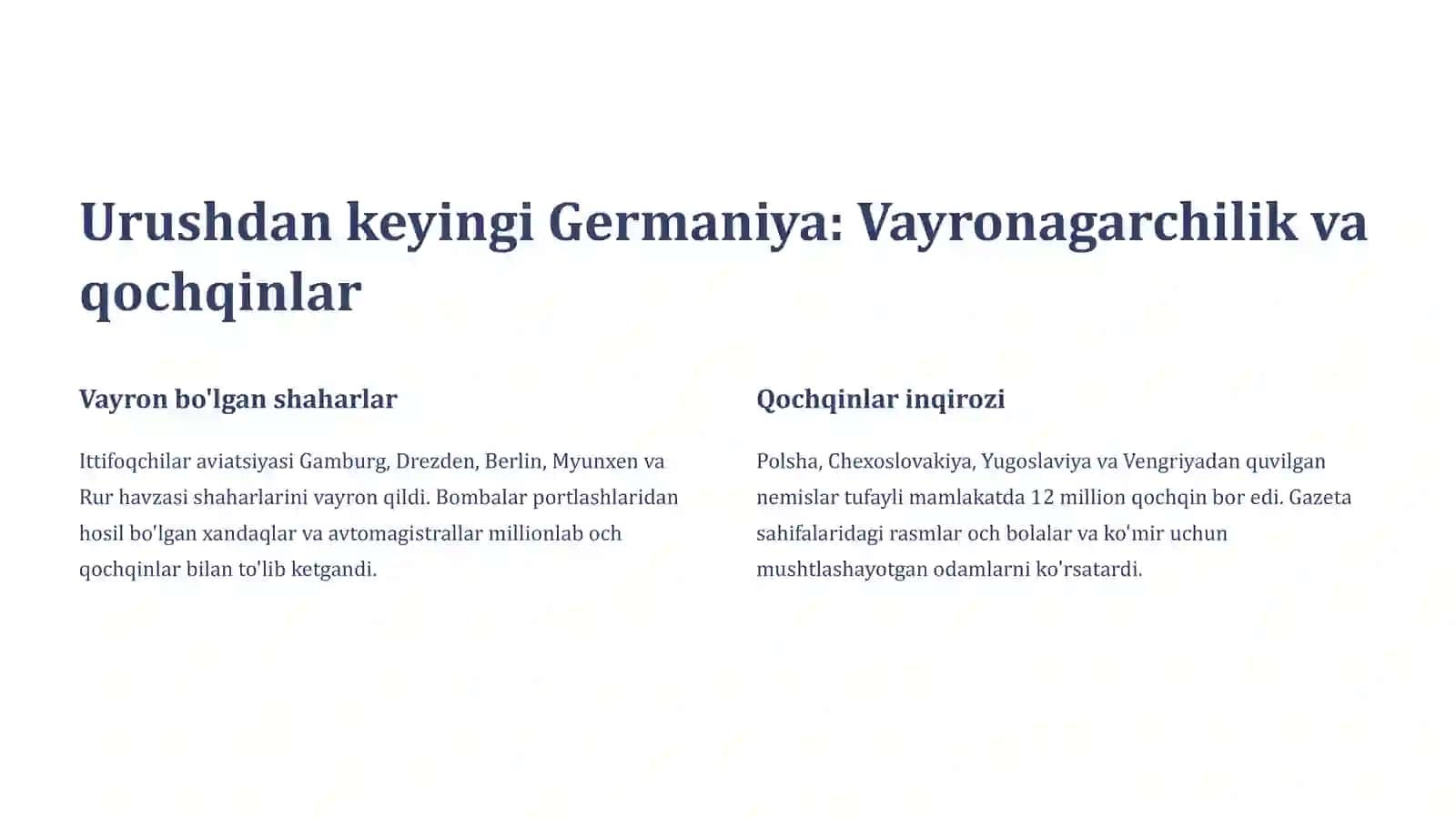 1945-1970 yillarda Germaniya: Urushdan keyingi tiklanish va bo'linish 3