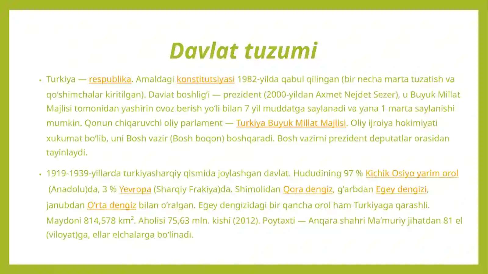 Turkiyadavlati haqidagi ma’lumotlar 3