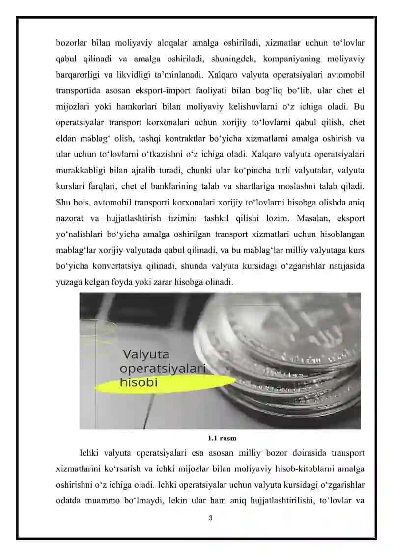 Avtomabil transportida valyuta operatsiyalarning hisobi 3